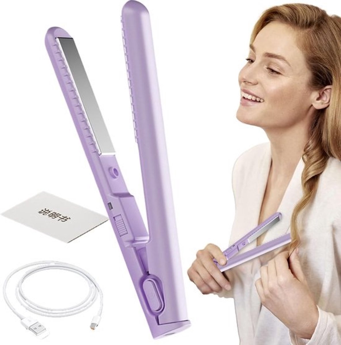 Haarstyling Tool - Stijltang Krultang - Reizen Korte Haar - USB Opladen Snel Warm - 18 cm Compact