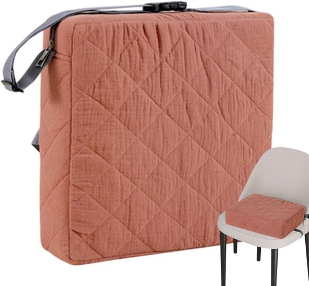 Babyzitje voor tafel - Kinderstoel verhoger - Veilig eten - Dubbele veiligheidsriemen - 102 x 335 cm - Donkerrood
