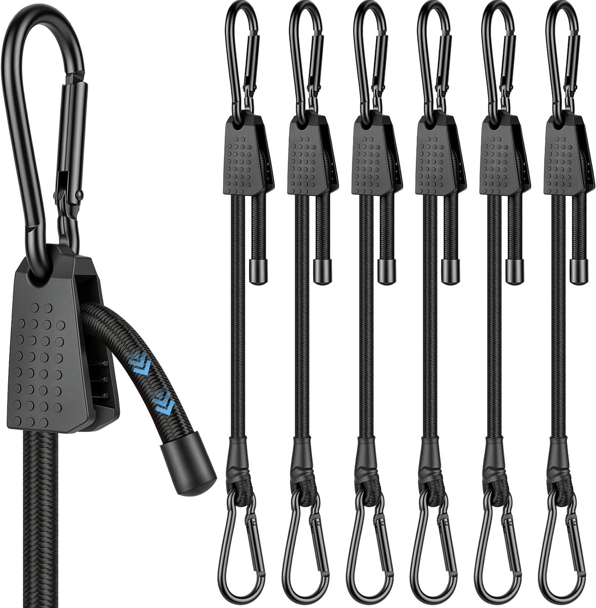 Spanband met karabijnhaak - Specificatie 30 cm - Materiaal nylon - Verstelbaar - Voor tuin balkon terras kas camping of buitenruimte - Praktische uitvoering voor onderhoud inrichting en buitengebruik - Voor dagelijks gebruik