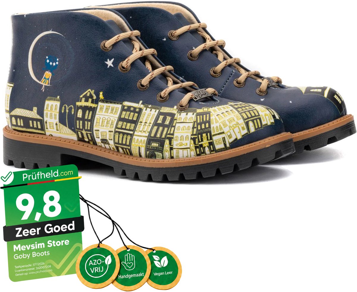 GOBY Enkel Laars met Meow Cats – Handgemaakt – Hoge Kwaliteit – Maat 41