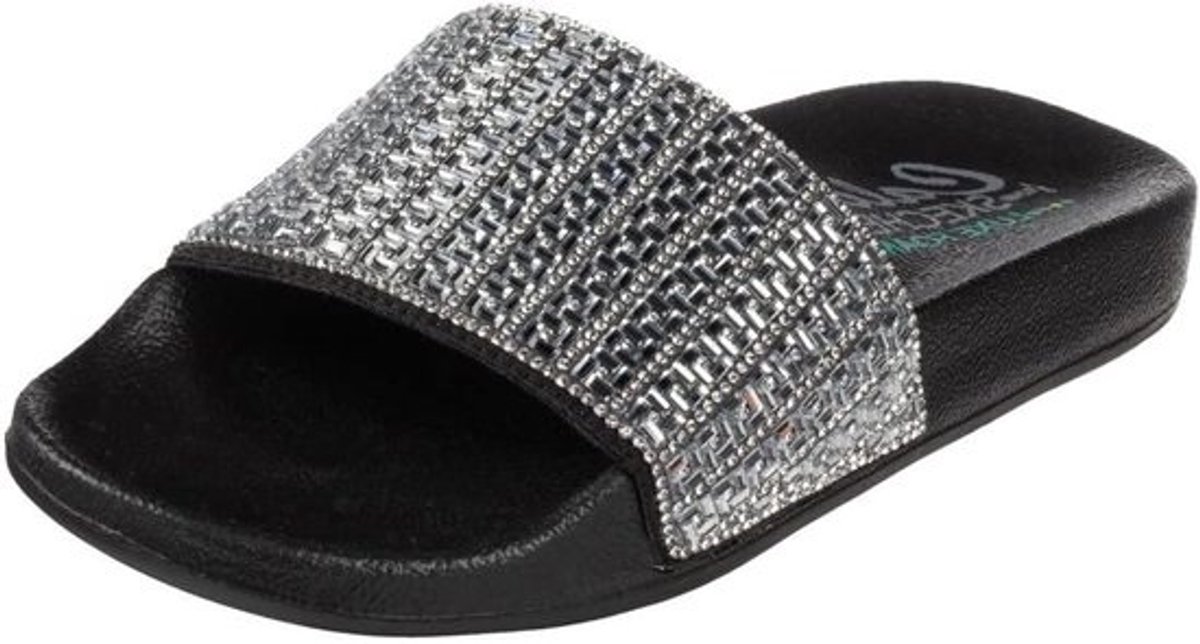 Dames Slippers - Pluche Slides - Casual Zomer - Versierd met Strass - 35x20x12 cm - Wit