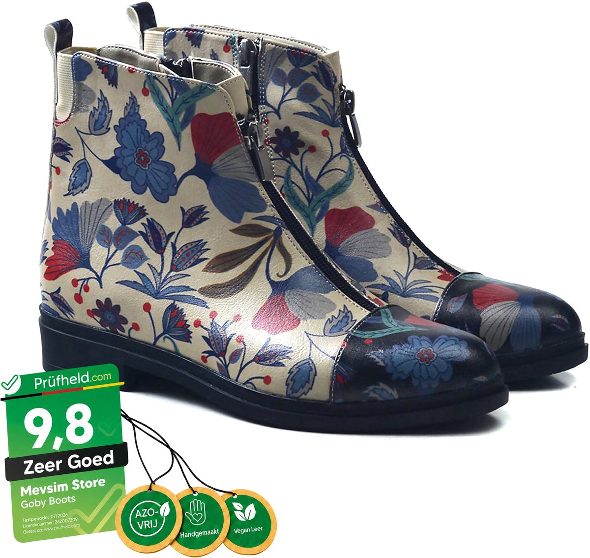 Goby Floral Dames Boots - Vegan Leer - Handgemaakt - Maat 42