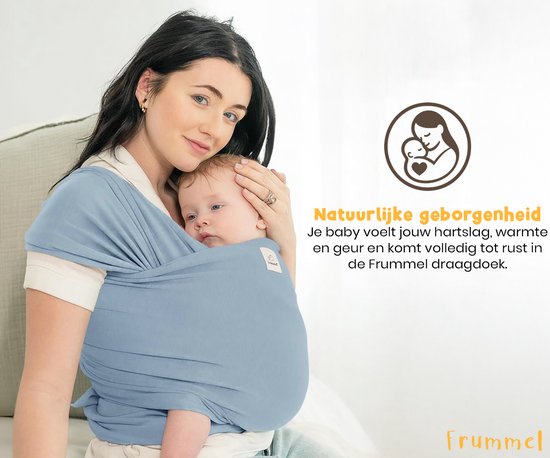 Frummel Baby Draagdoek Lichtblauw - Draagzak - Baby Wrap - Baby carrier - Draagdoek baby - Baby 0-36 maanden - Newborn van Frummel — afbeelding 2