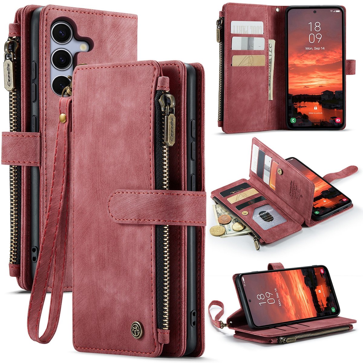 CaseMe Hoesje - Geschikt voor Samsung Galaxy S26 FE Hoesje - CaseMe C30 Book Case met Portemonnee - Rood