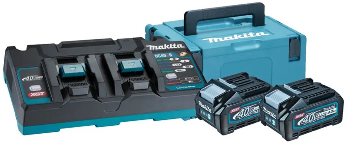 Makita 191U00-8 XGT Accu Starterset 40V Max – 2x BL4040 4.0Ah Accu – DC40RB Duo Snellader – Makpac Koffer – Powerpack