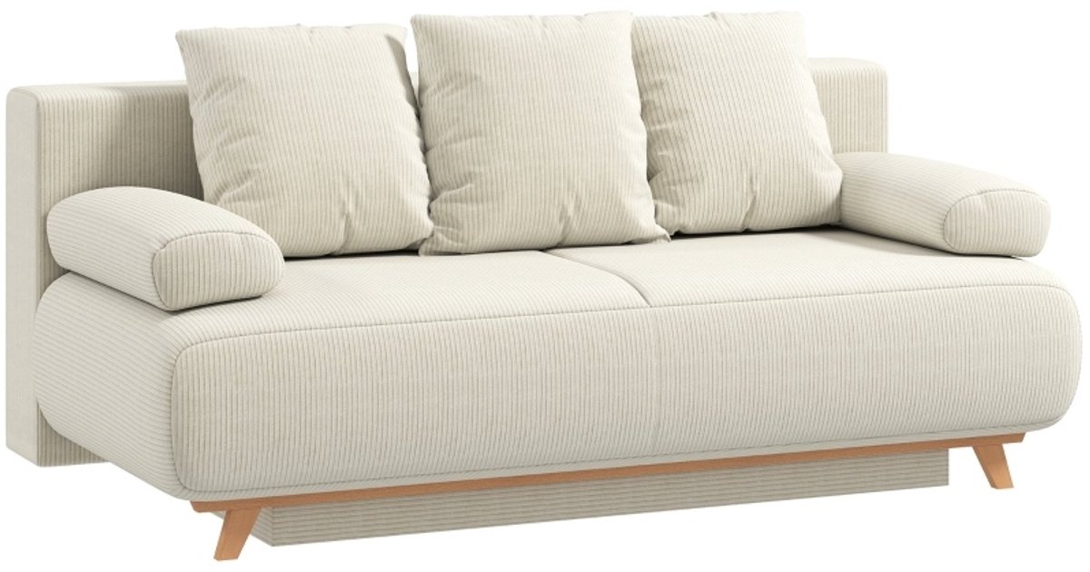 MODENUIT Slaapbank 188 x 100 x 84 cm - Bedfunctie En Opbergruimte - Voor Woonkamer En Slaapkamer - Cord - Beige