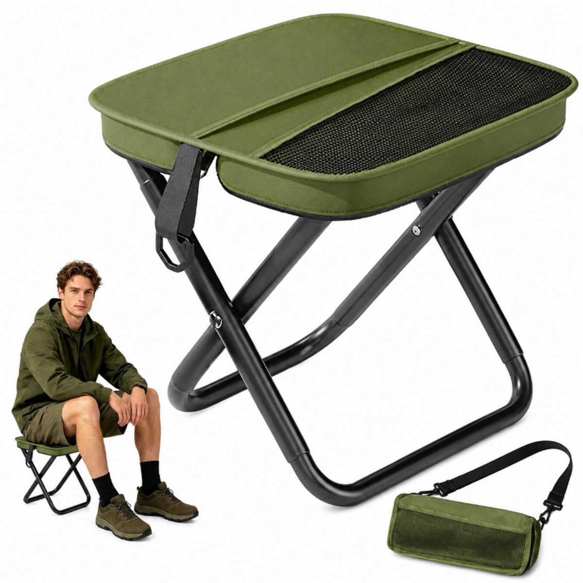 Opvouwbaar Krukken - Viskrukje -Draagbaar - 100kg draagvermogen -28*23*26cm-voor Kamperen, Strand ,Reize