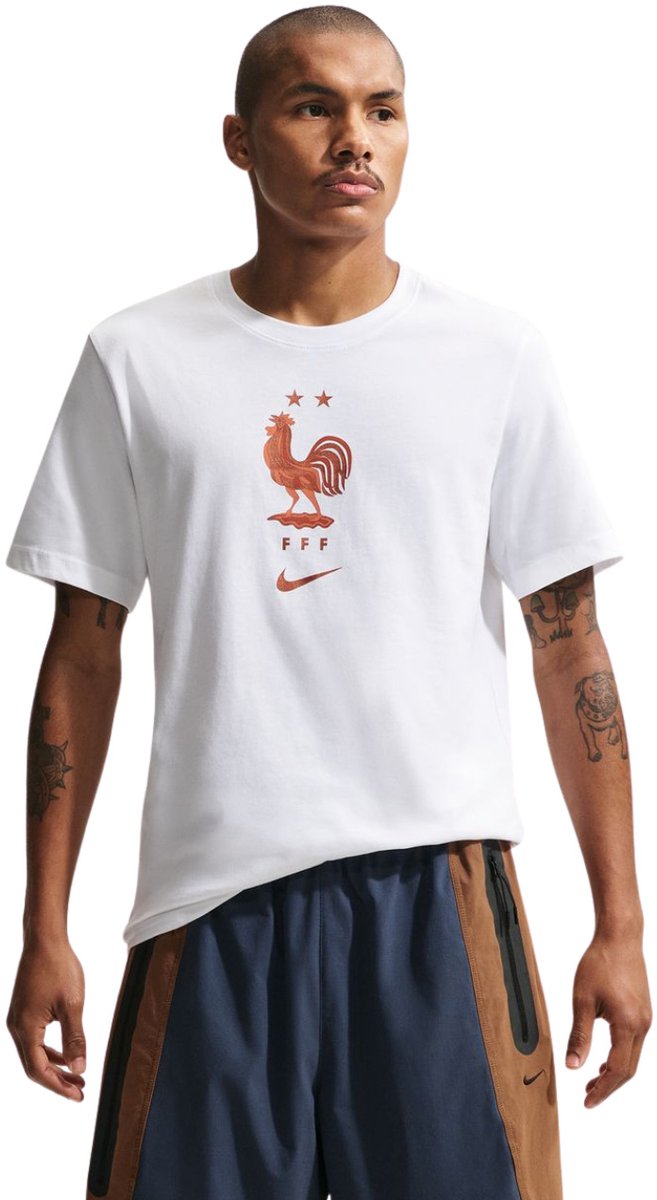 Nike T-shirt Heren FFF Soccer Wit - Maat 2XL