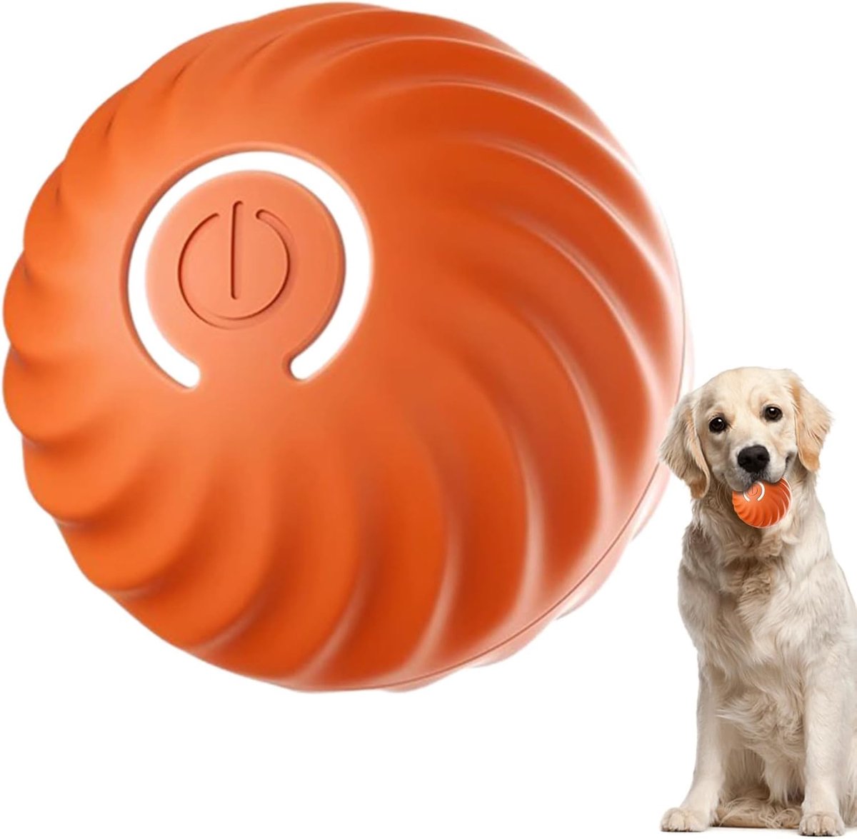 ECTEATOY® Interactieve rollende hondenbal - Huisdierspeelgoed - Kauwspeelgoed - Interactieve Springbal voor Honden - Slim Hondenspeelgoed- Oplaadbaar via USB-C - Interactief spelen - Oranje