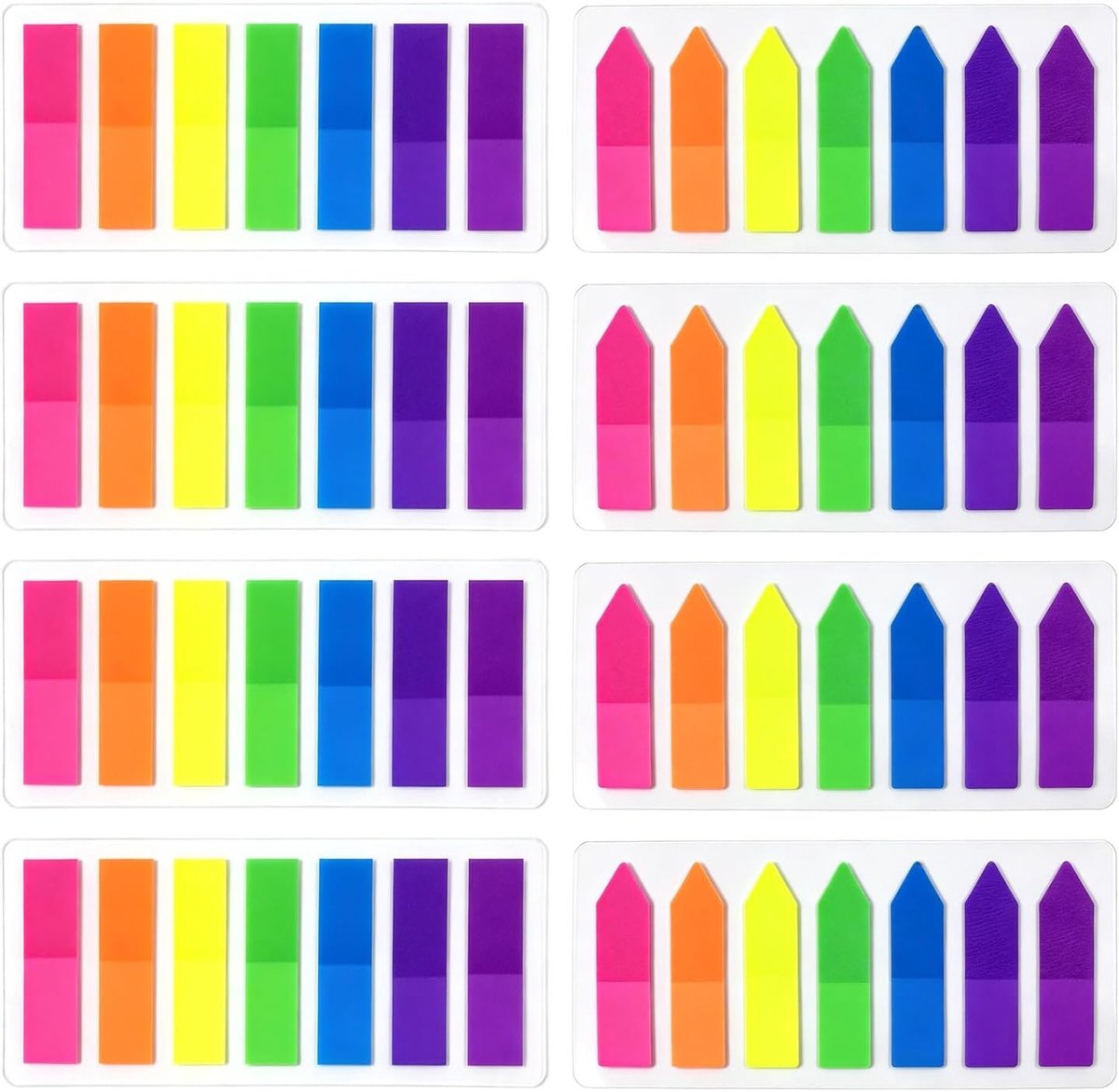 Transparante zelfklevende bladwijzers in 8 kleuren voor boeken, notitieboeken en kantoororganisatie, mini formaat, herbruikbaar, ideaal voor indexatie en studeren