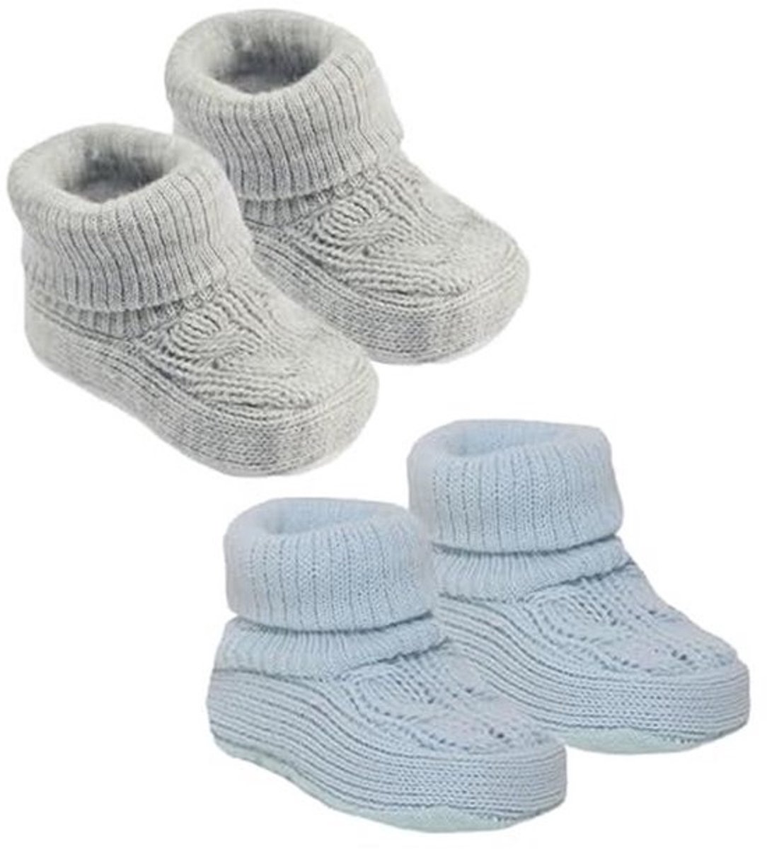 2 Pairs of Baby Shoes 0-3 Months - Cute, Warm, and Safe Booties for Newborns - Ideal for Indoor and Outdoor Use