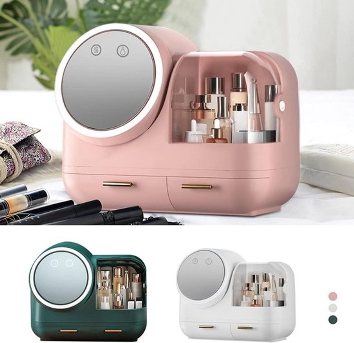 Makeup Organizer met LED Spiegel en Stofdichte Kap