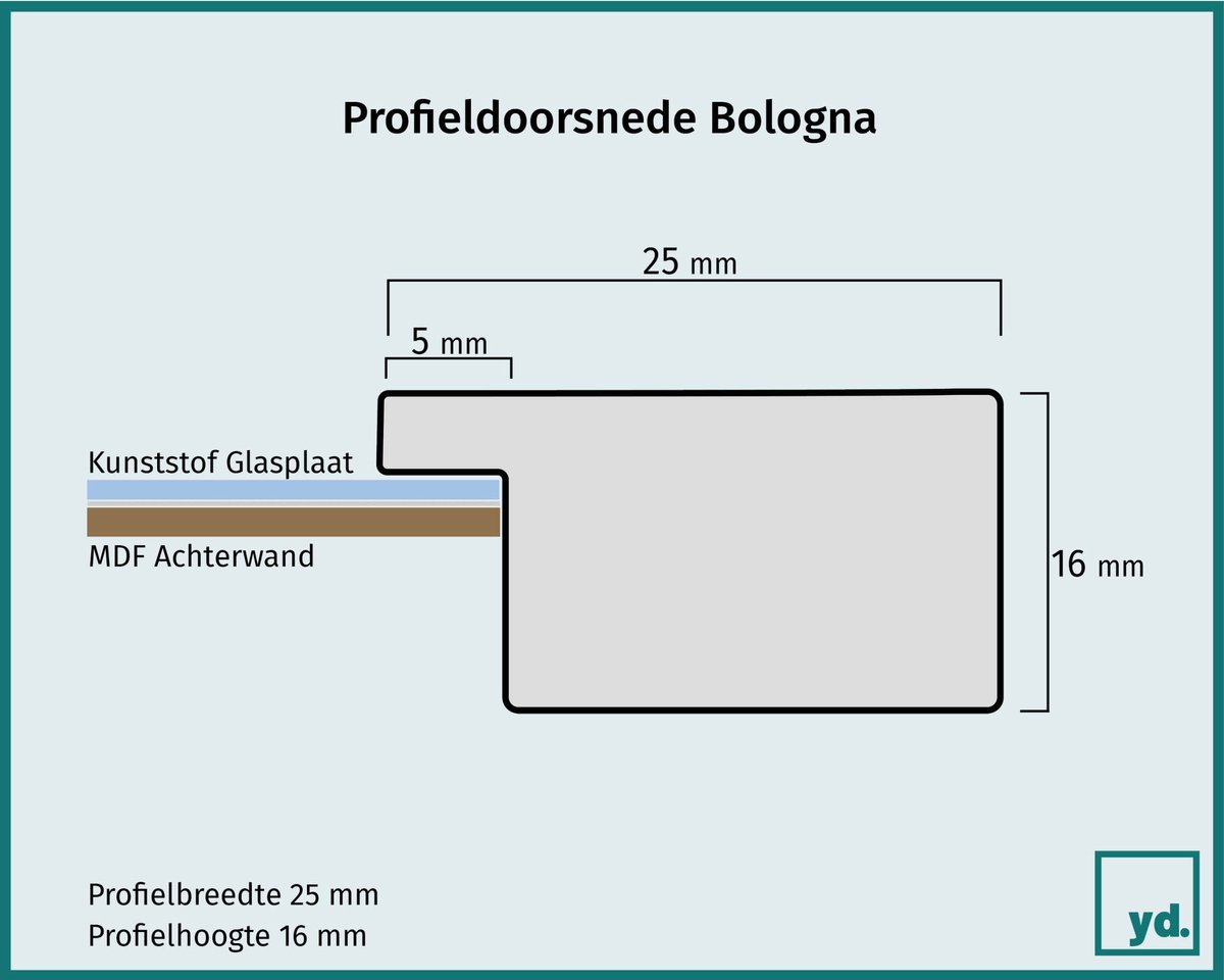 Your Decoration - Fotolijst 75x98 cm - MDF - Blauw Goud Gemeleerd - Bologna