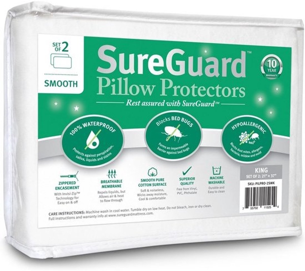 Kussenbeschermers Set - Waterdichte Hoezen - Bed Dicht Houden - Allergie Blokkerend - 2 Stuks - Wit