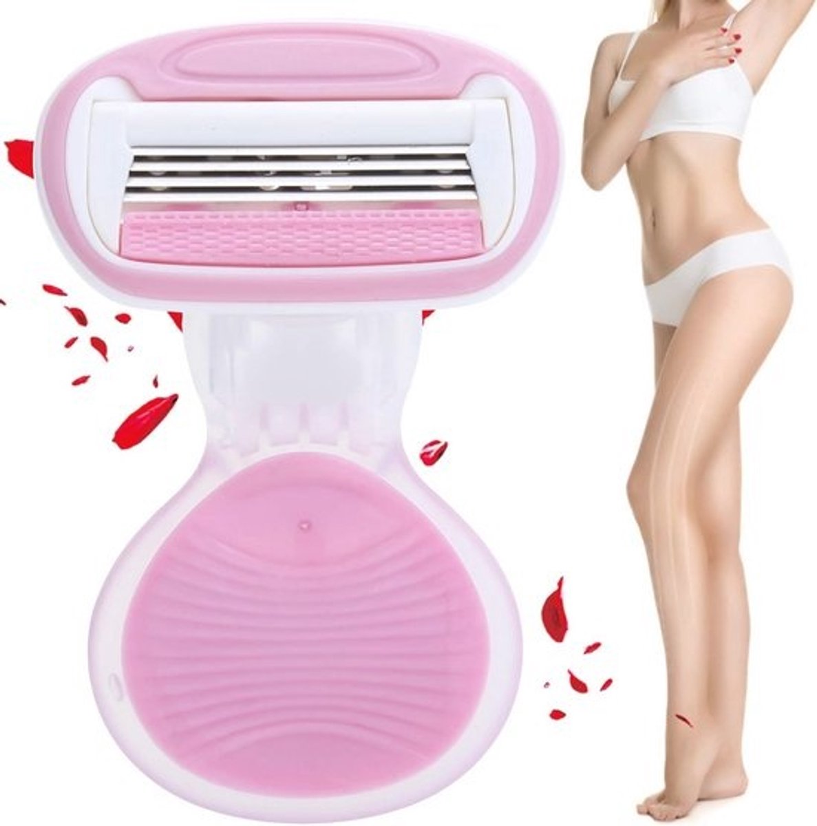Flexball Compact Dames Scheermes met 4 Blades - Handmatig Reizen Scheerapparaat voor Lichaamshaar