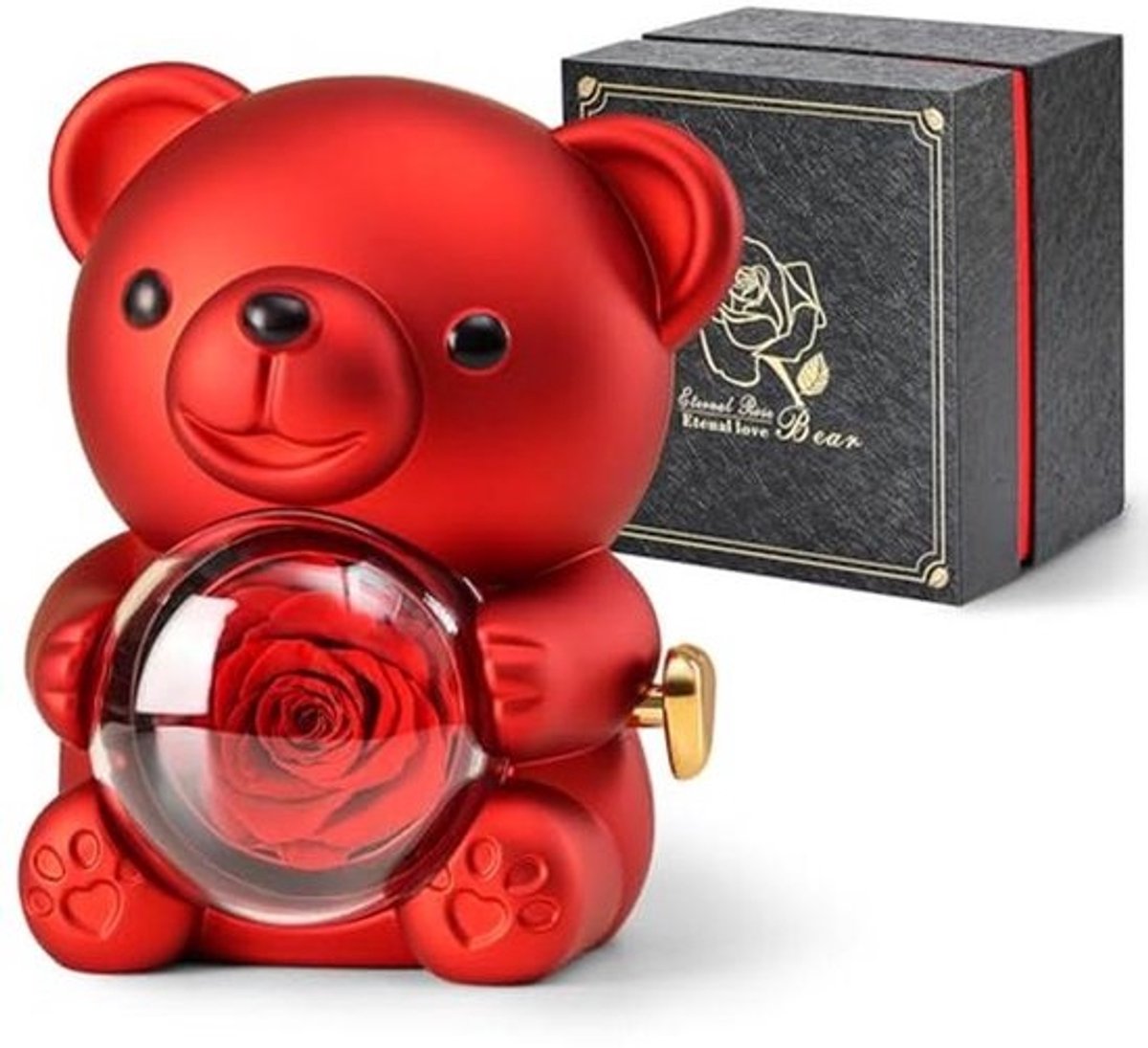 Romantische teddybeer met rozenbloem - Perfect cadeau voor Valentijnsdag, Moederdag, bruiloften en jubilea