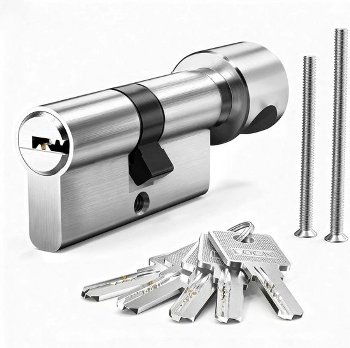 Cilinderslot met Knop 30/30 - Veiligheidsslot voor Voordeur, 60 mm met 5 Sleutels