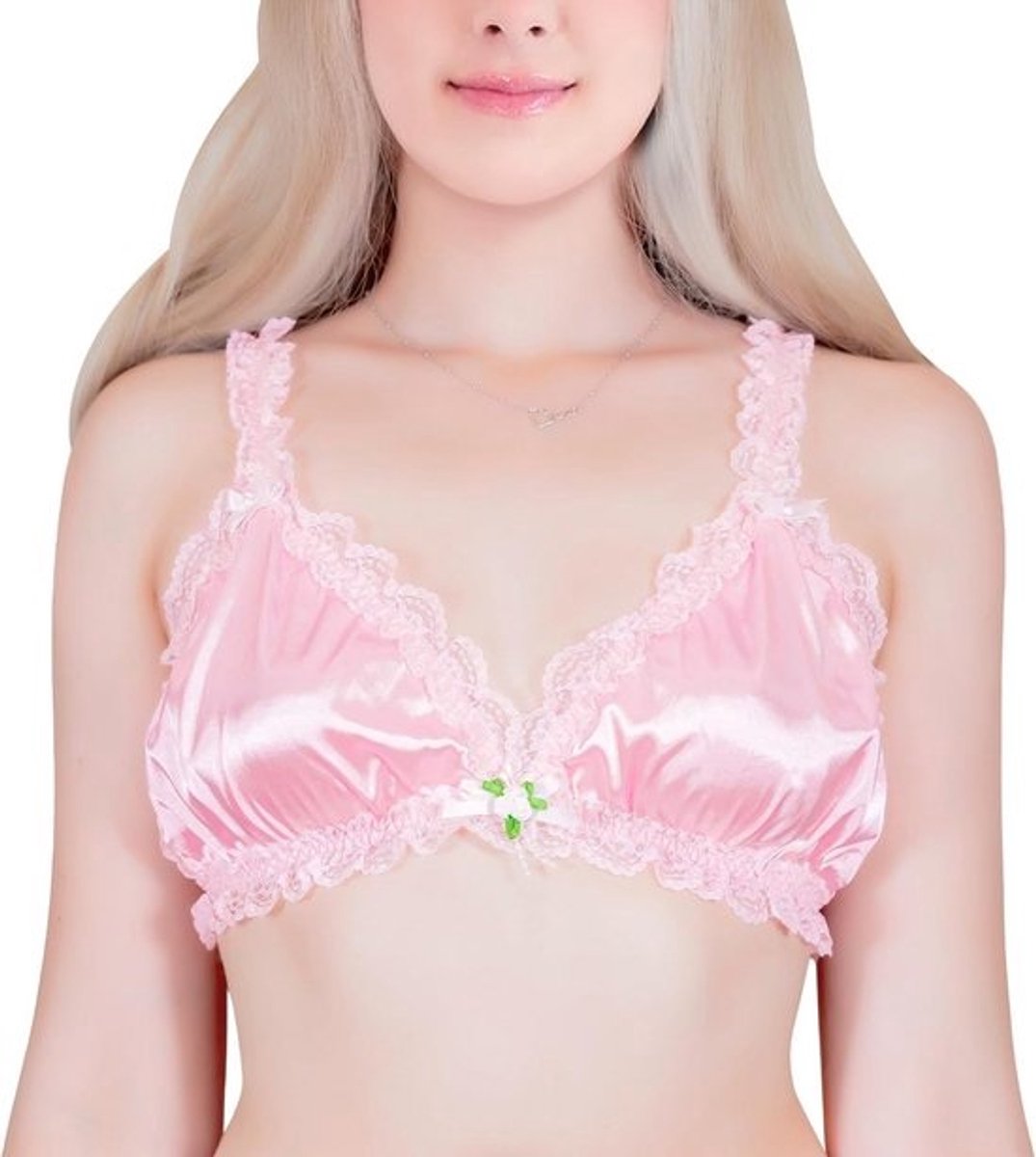 Verstelbare Satijnen Bralette met Kant en Ruches voor Dames en Heren