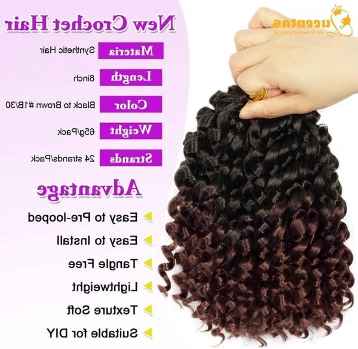 3 Stuks Korte Gehaakte Haar Extensions voor Vrouwen, Jamaicaanse Bounce en Gogo Stijl, 36 Lokken (#1B/30)