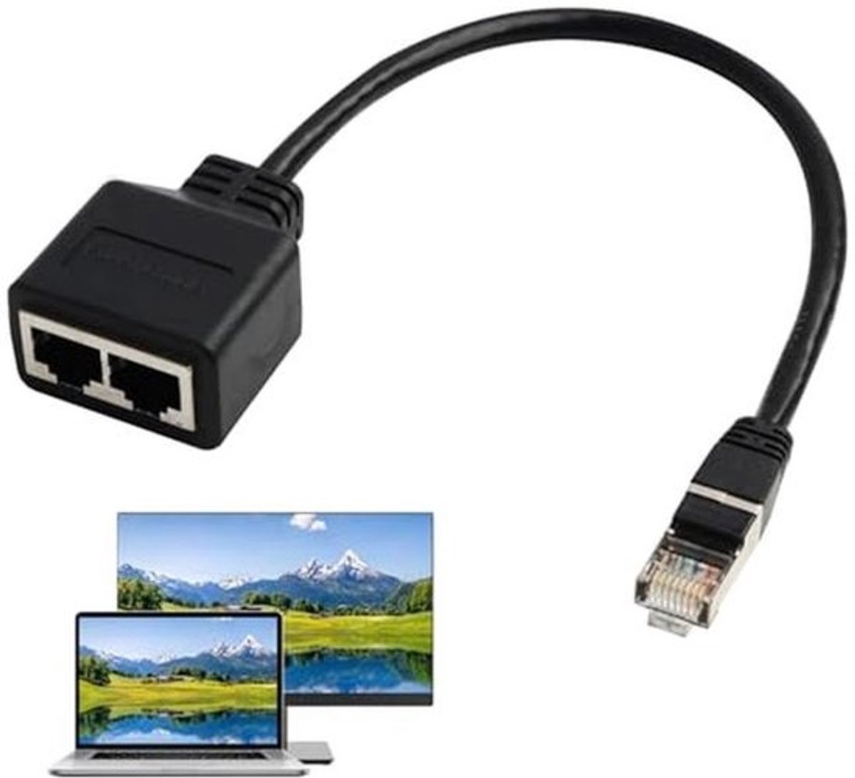 Netwerkverdeler RJ45 1-machtig naar 2-vrouwelijk voor CAT5, CAT5E, CAT6 en CAT7 kabels