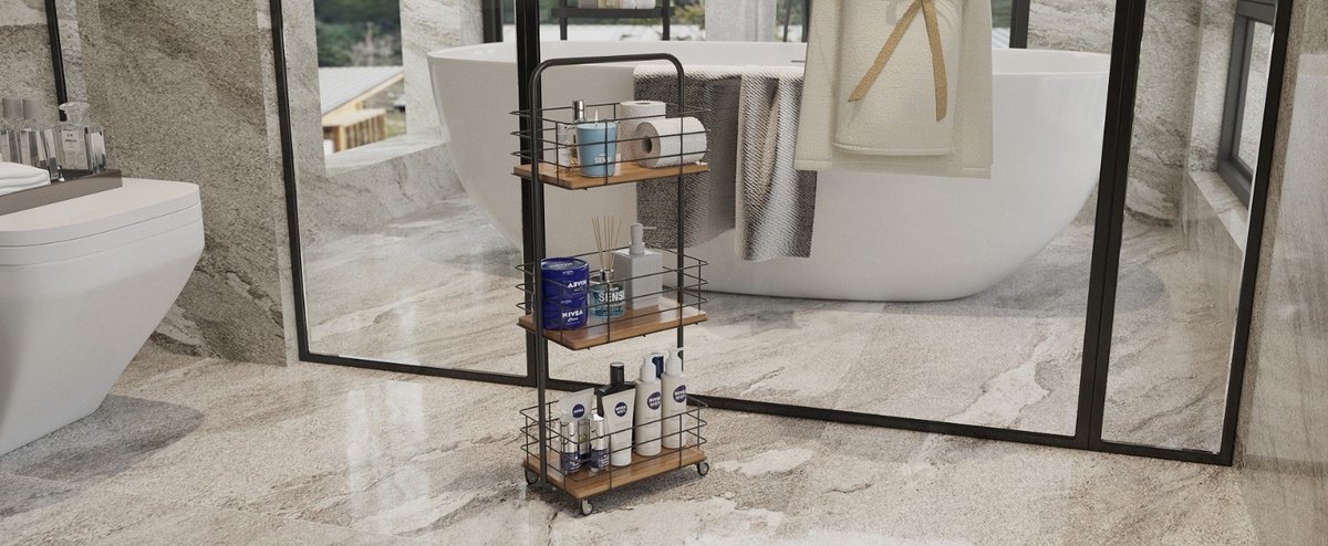 Asir - Badkamerorganizer - Zwart - 35 x 10 x 82 cm
