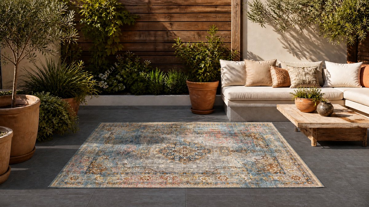 Buitenkleed, Balkonkleed 180cm x 120cm gemaakt van PET Flessen