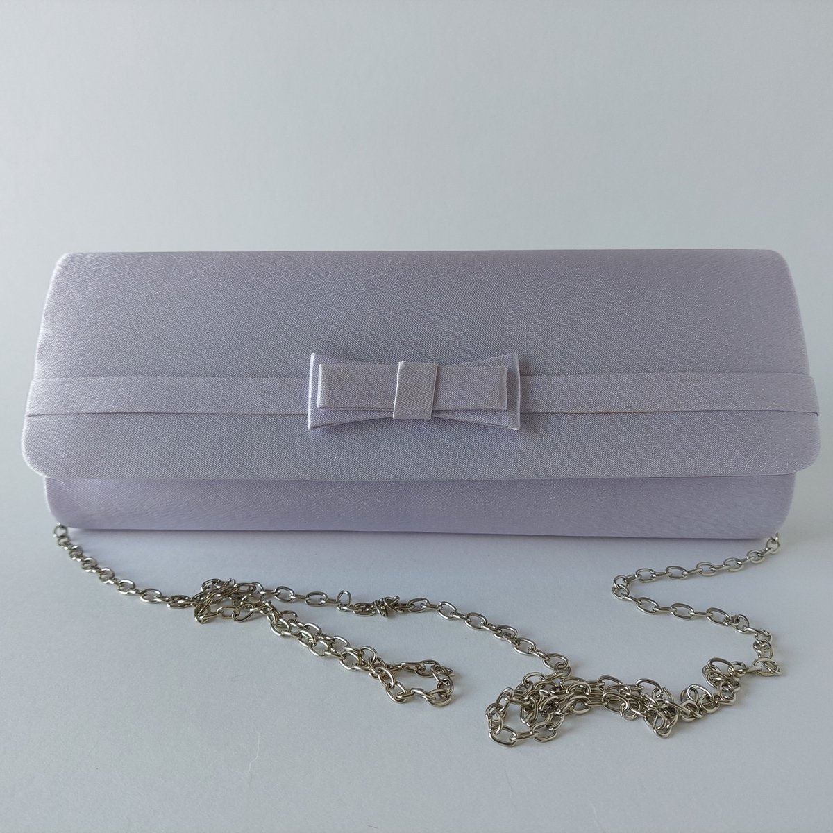 Clutch pastel roze - satijn - envelop model - dames clutch - strikje voorzijde