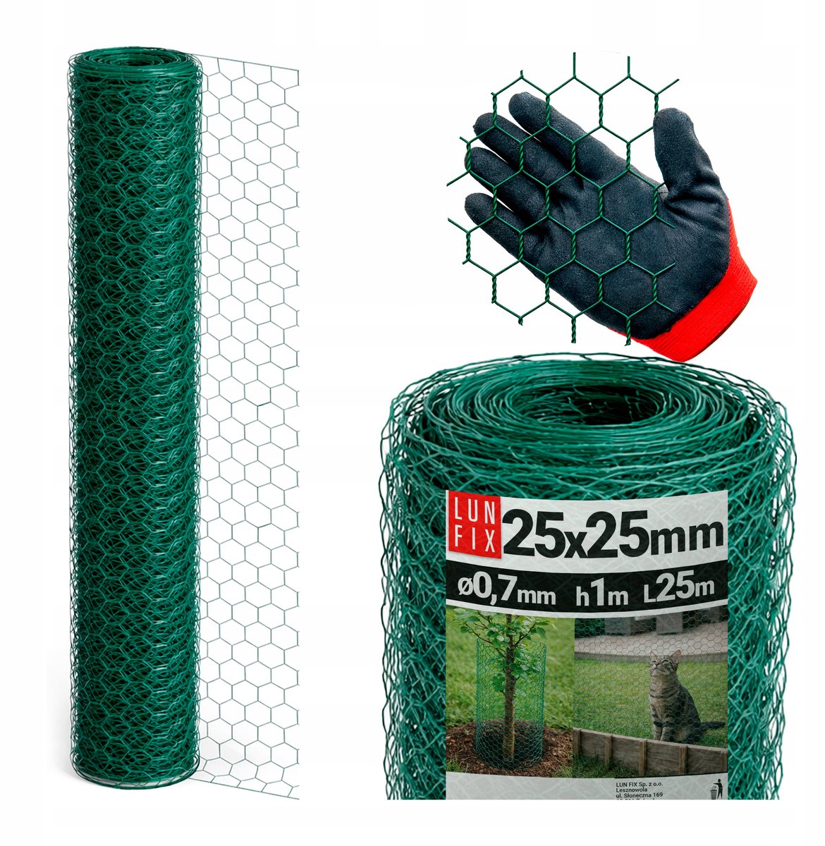 Lun Fix - Tuingaas - Tuinhek - Groen - Maaswijdte: 25 mm - Hoogte: 100 cm - Lengte: 25 m