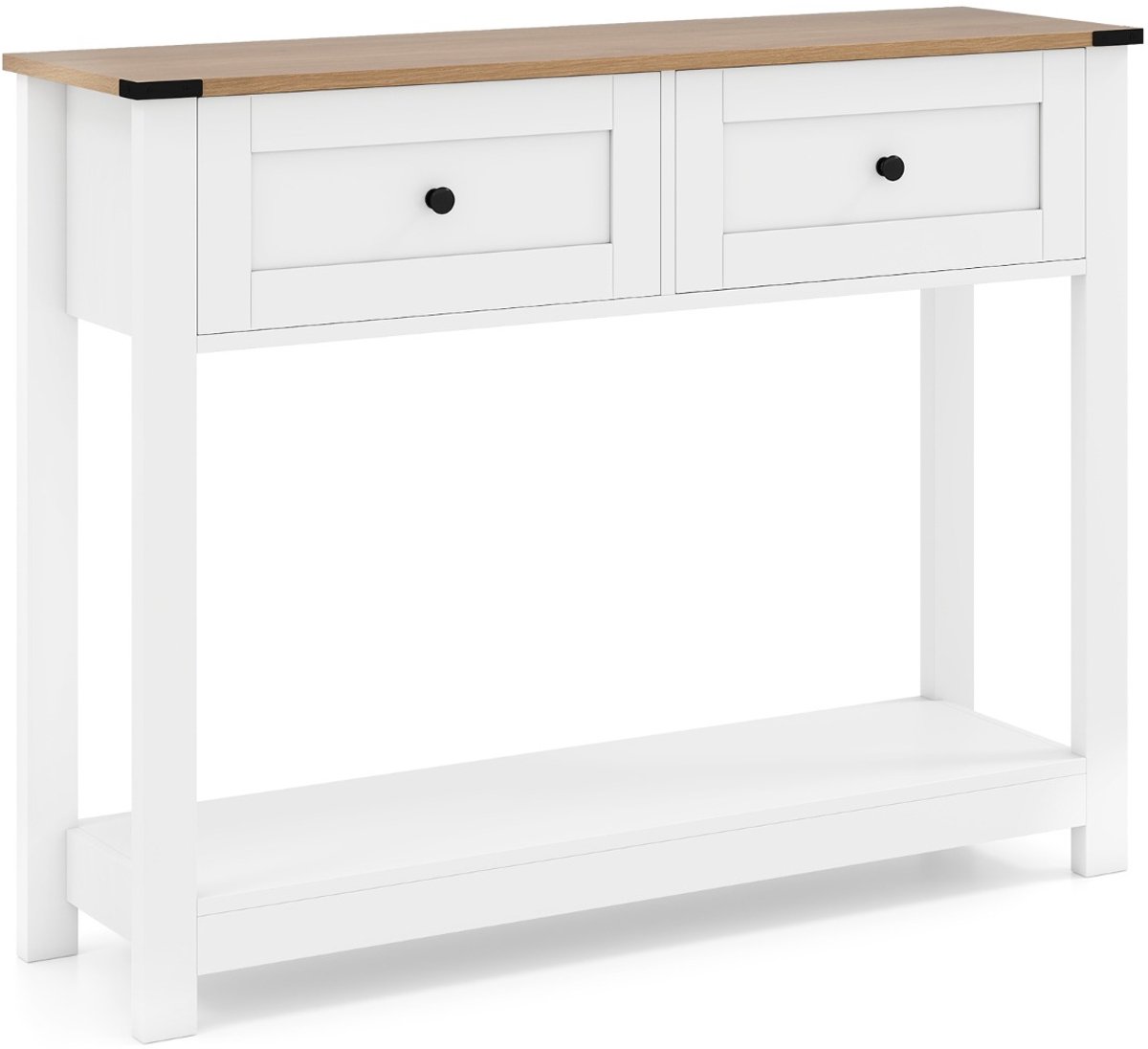 SureDeal® - Consoletafel - Console Meubel - Laden Open Plank - 106x30x81,5 cm - Wit