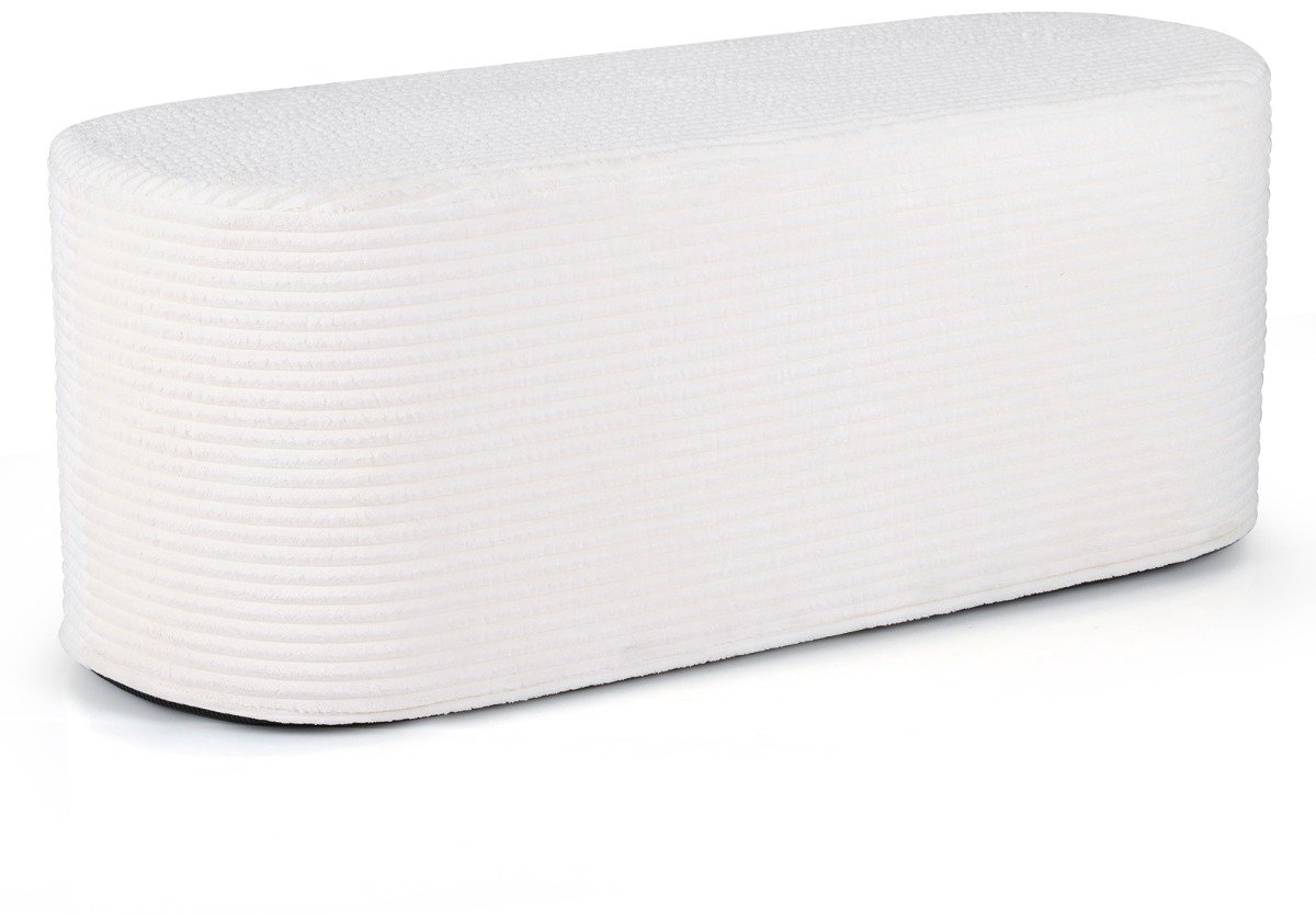 SureDeal® - Poef - Gepolsterte Ottomane Bank - Corduroy - Schuim - Hoge Dichtheid - 120x46x48 cm - Wit