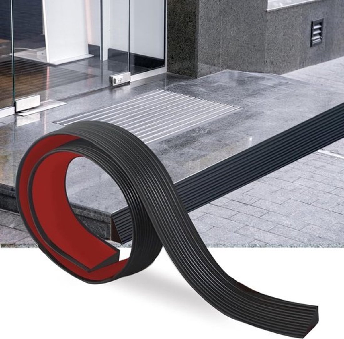 Drempelhelling Rubber - Oprijplaat Deur - Drempels Overbruggen - Zelfklevend Snijdbaar - 100 x 5.5 x 1.6 cm