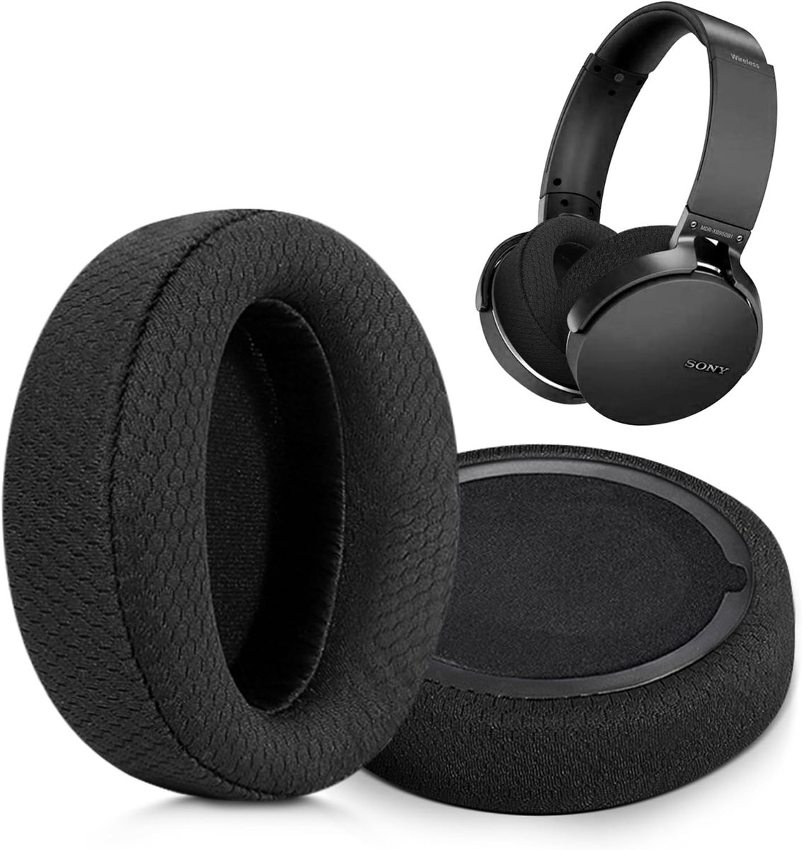 Vervangende Oorkussens voor Draadloze Koptelefoons, Comfortabele Earpads, Oorkappen voor Geluidsisolatie en Ondersteuning (Zwarte Mesh Oorkussens)