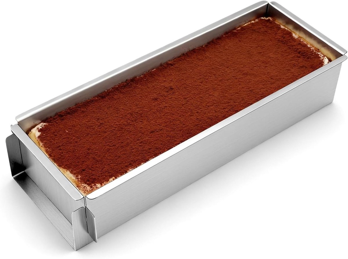 Rechthoekige bakvorm voor tiramisu en brownies, verstelbaar roestvrij staal met afneembaar zijpaneel en multifunctioneel ontwerp