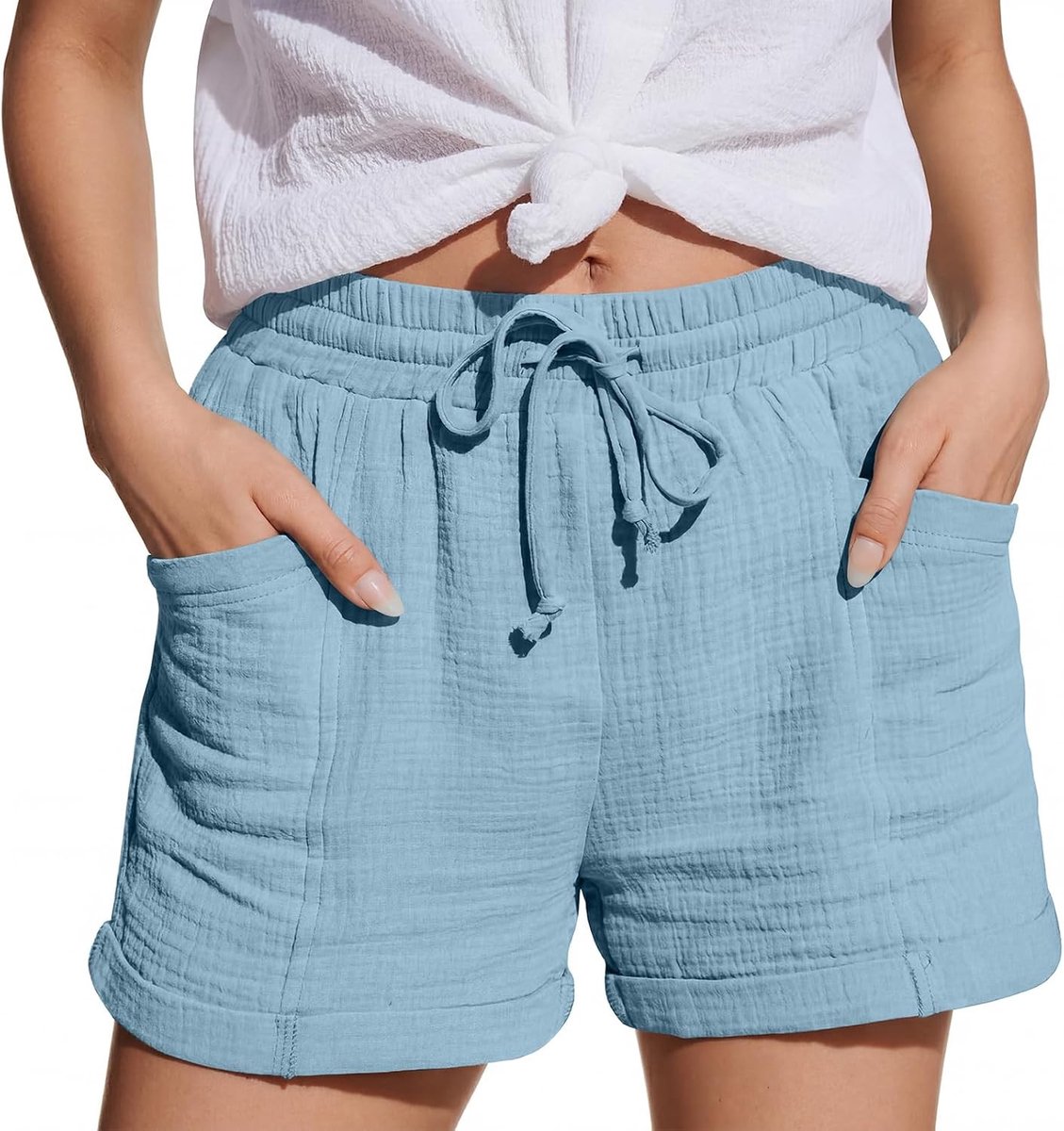 Zomer Shorts voor Dames met Elastische Touwsluiting en Ruime Zakken voor Comfort en Stijl