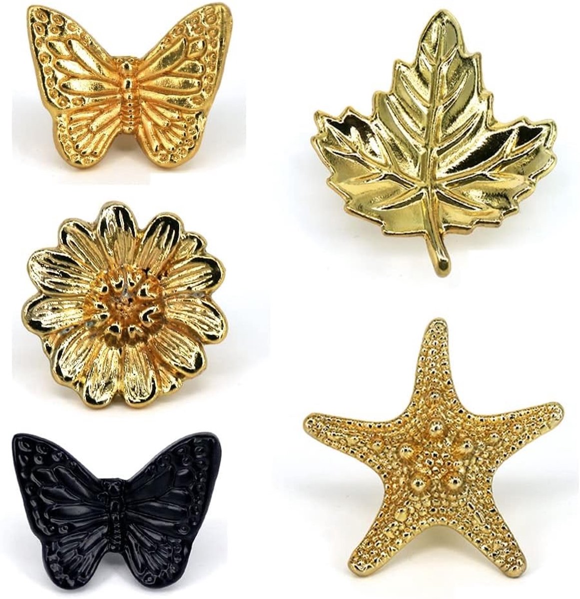 Set van 4 Creatieve Gouden Vlinder Vorm Ladeknoppen voor Kast, Dressoir en Meubels