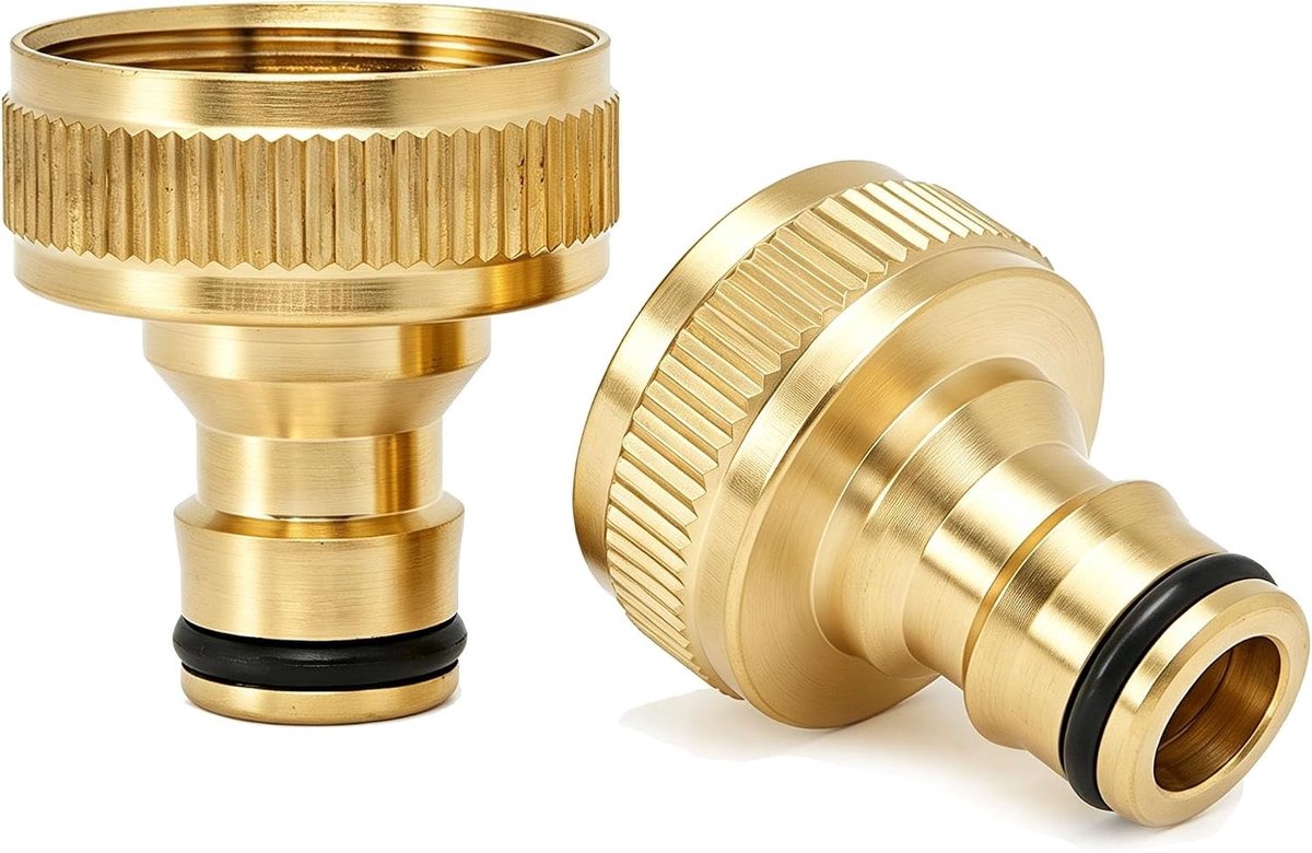 2 stuks slangaansluiting 1 inch binnendraad, messing slangadapter voor tuinslang, kraanadapter en insteeksysteem accessoires