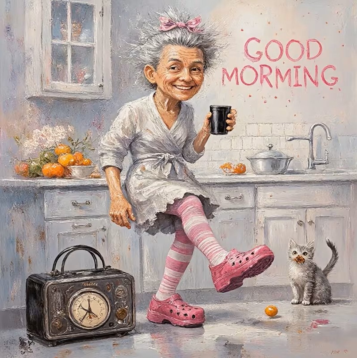 20x20cm Diamond painting good morning dame nr 816