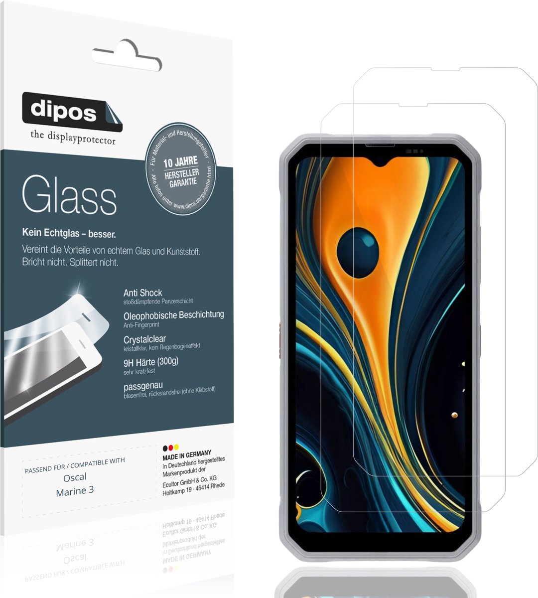 dipos – 2x Pantserfolie geschikt voor Oscal Marine 3 | 9H Screenprotector