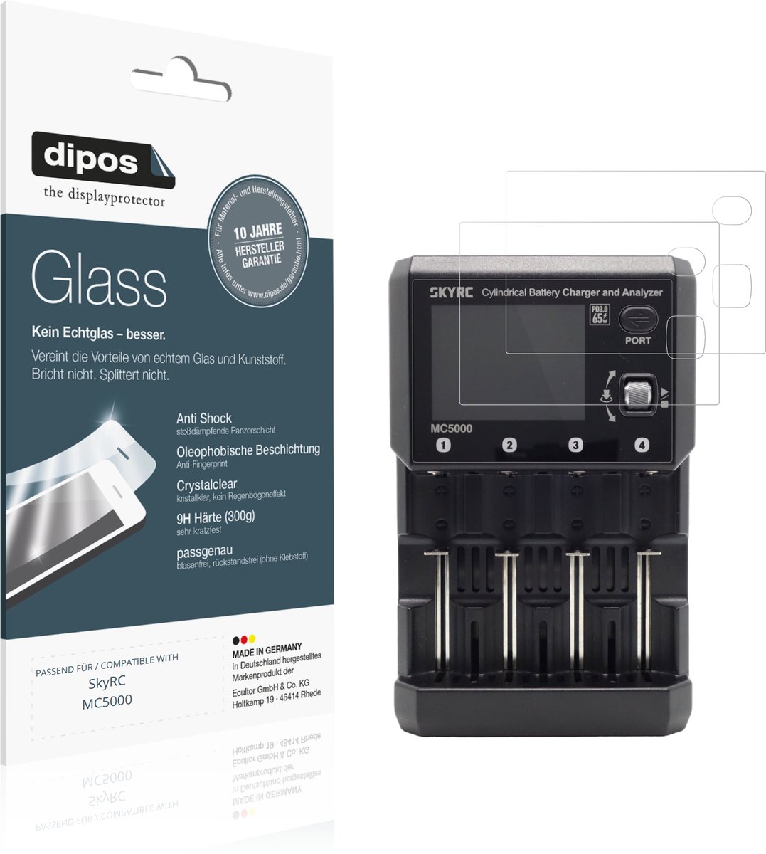 dipos – 2x Pantserfolie geschikt voor SkyRC MC5000 | 9H Screenprotector