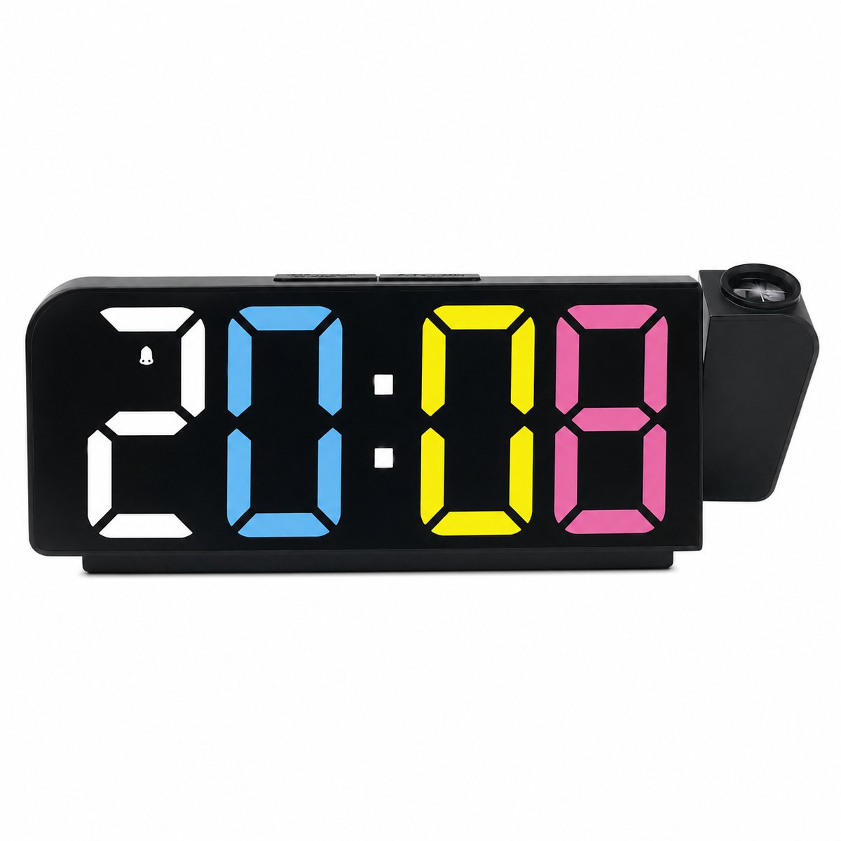 Digitale Wekker met Projectie - LED Wekker voor Slaapkamer - 7.9 inch Display met Temperatuur, Datum en Snooze - 180° Draaibare Projector - Zwart