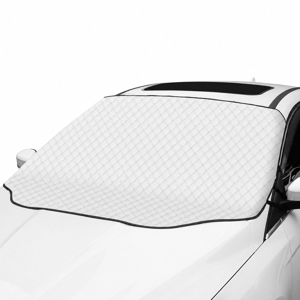 Auto Voorruit Bescherming - Sneeuwdeken en Zonnescherm - 197 x 128 cm - 4-Laags Isolatie - UV-Bescherming - Universele Pasvorm voor Zomer en Winter - Zilver