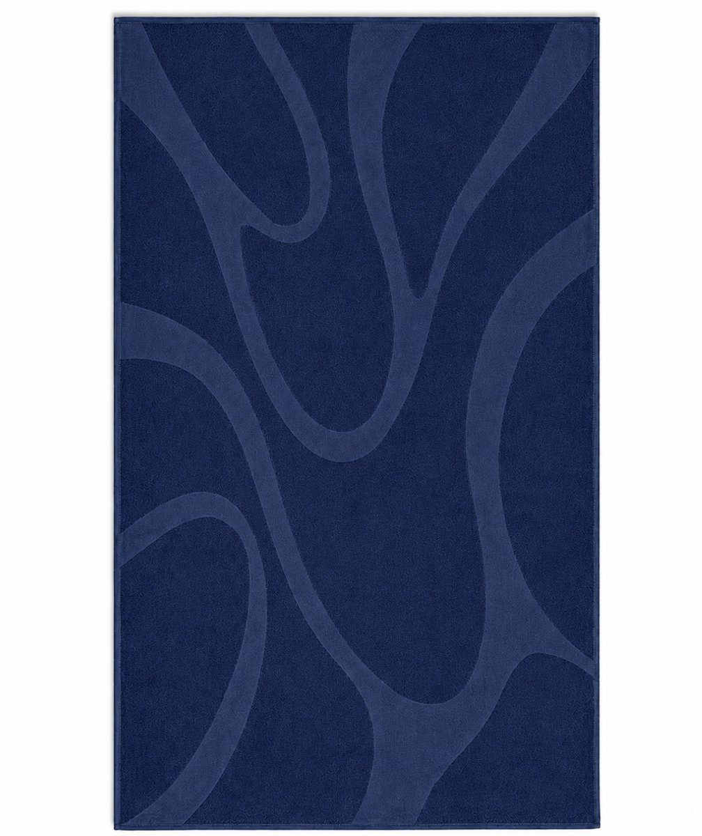 Funnies Strandlaken XXL 100x200 cm - Waves Navy - 500 gram/m2 Dik - Strandhanddoek Volwassenen - Sneldrogend en Zacht Katoen - Luxe Badlaken - Badhanddoek - Velours