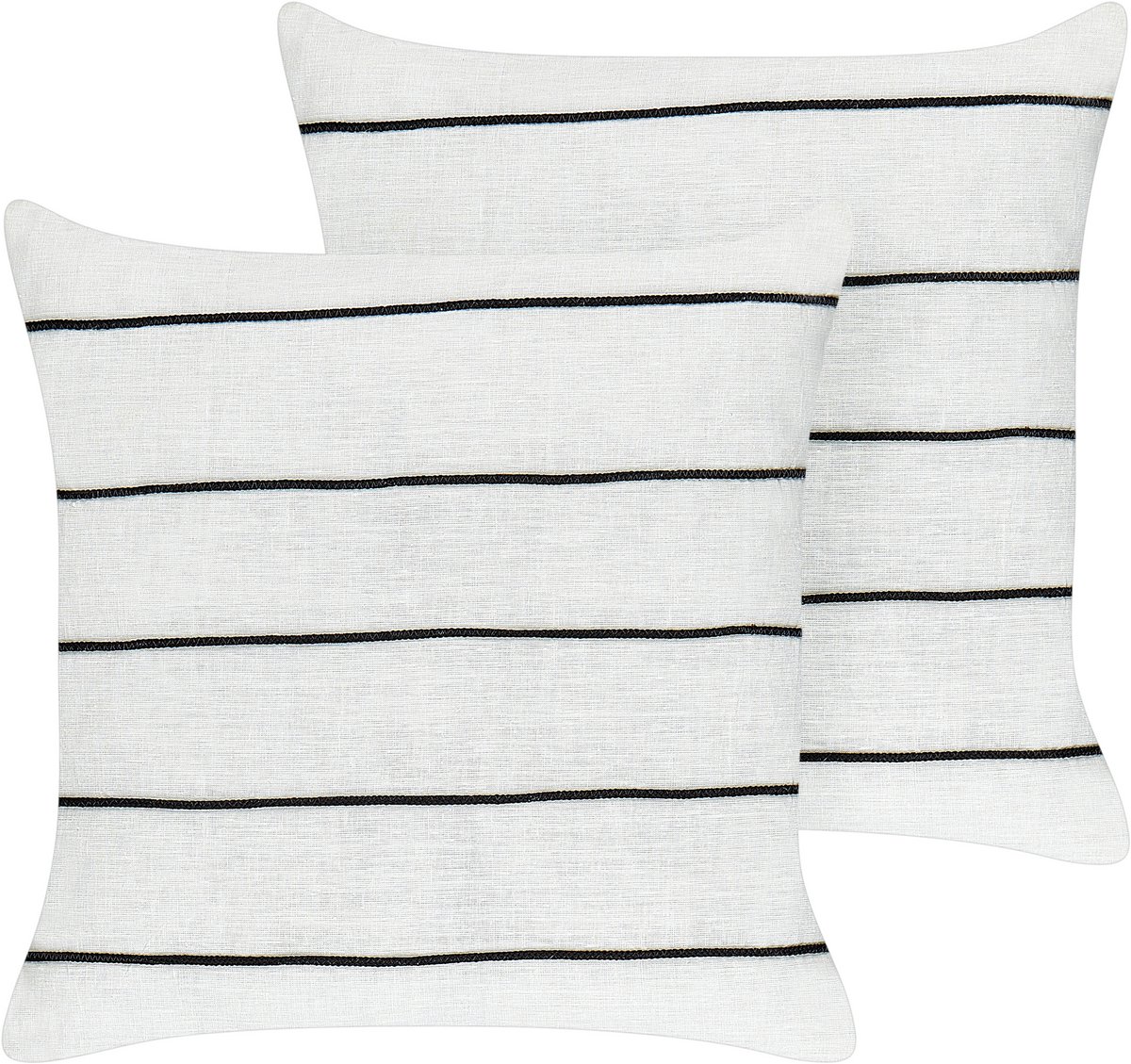 Beliani MILAS - Sierkussen set 2 - Gebroken wit/Zwart - 50 x 50 cm - Linnen
