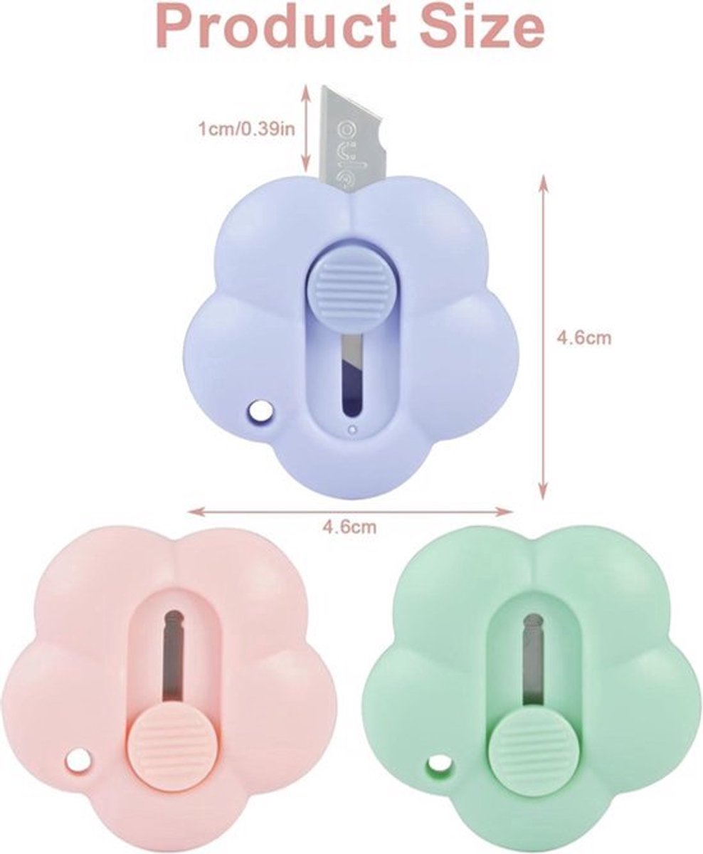 Intrekbaar Universeel Mes Zakmes- Mini Doosopener 3st Draagbaar Snijmes - Pakketopener Briefpapiermes .