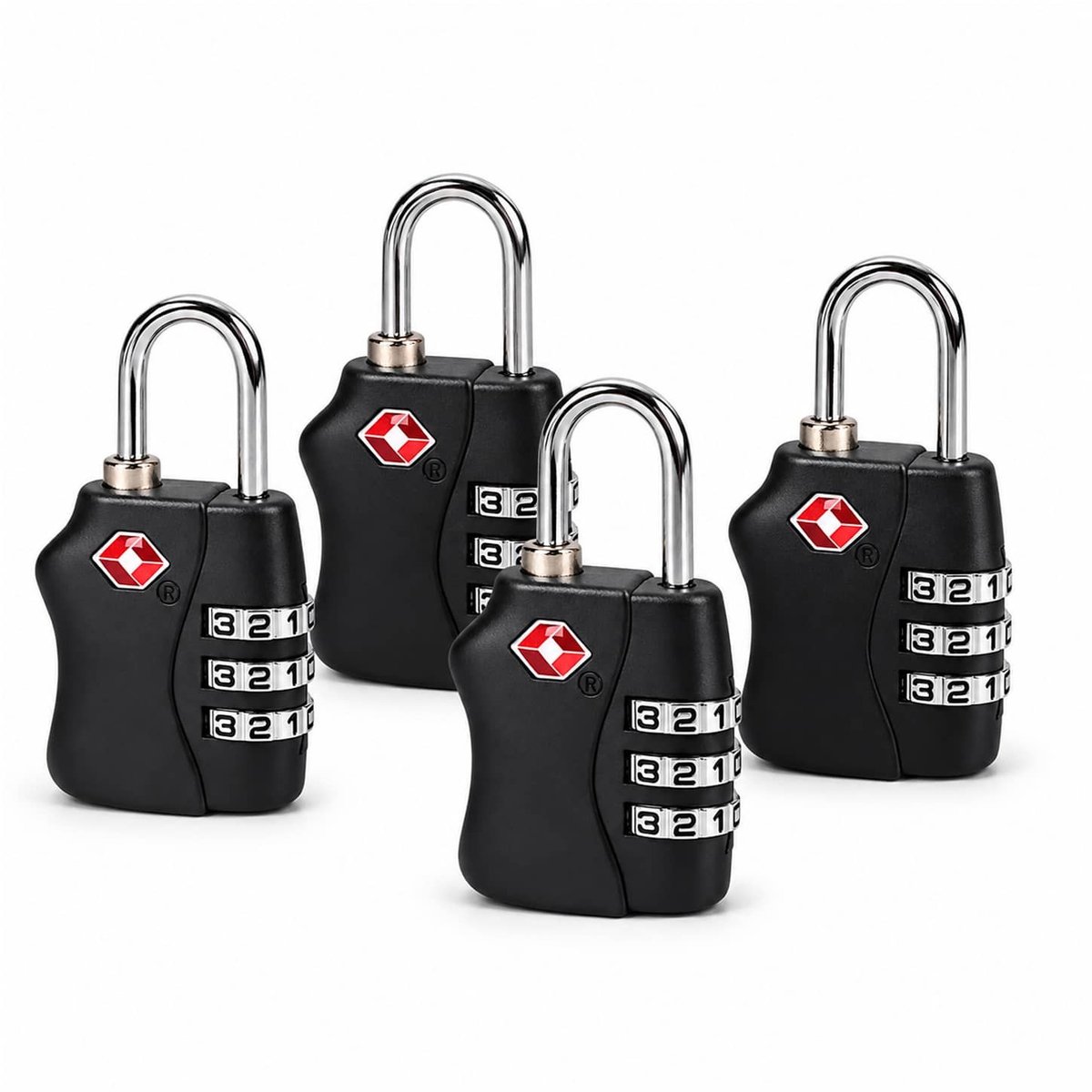4x TSA Cijferslot – Bagage Slot met Code – Kofferslot – zwart