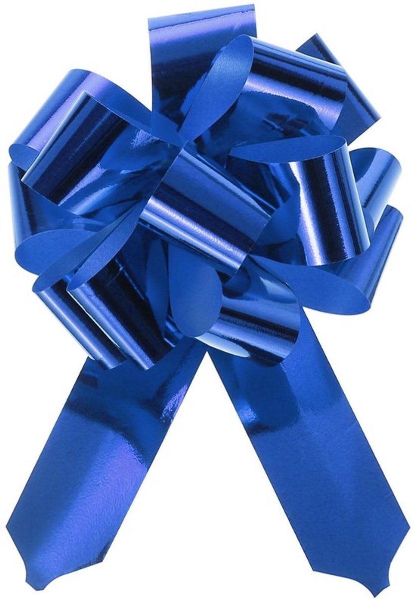 10 stuks 10 inch metallic grote trekstrik cadeauverpakking strikken lint voor bruiloft auto manden cadeaus kerst strik, blauw
