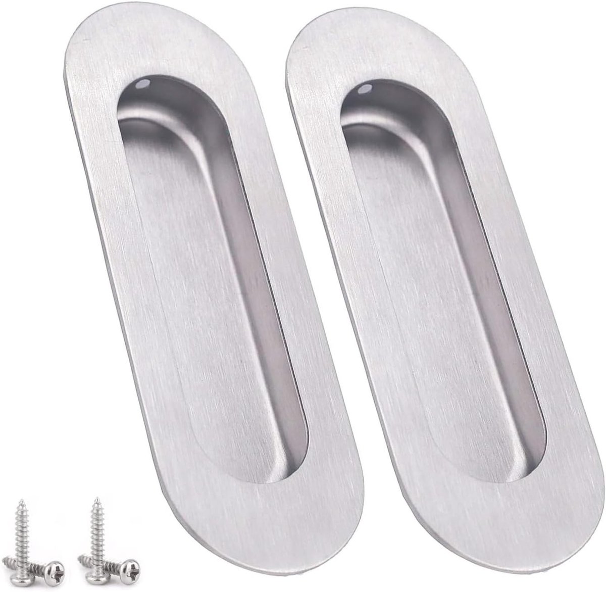 Set van 2 120mm Ingebouwde Deurgrepen, Roestvrijstalen Verzonken Trekgrepen voor Keuken, Schuifdeuren en Kasten