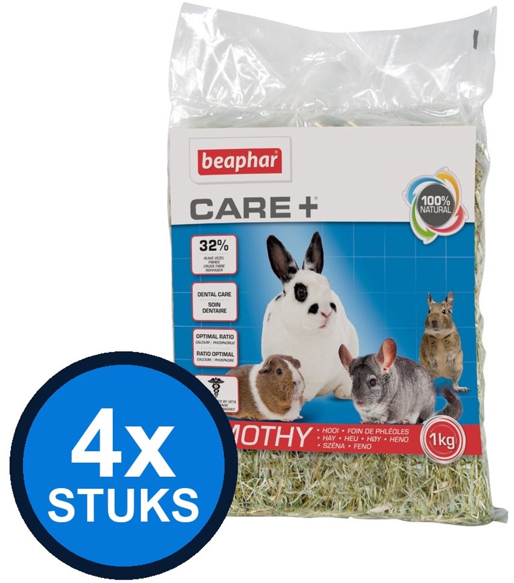 4x Beaphar - Care+ timothy hooi 1kg - Knaagdierenvoer - 1 kg