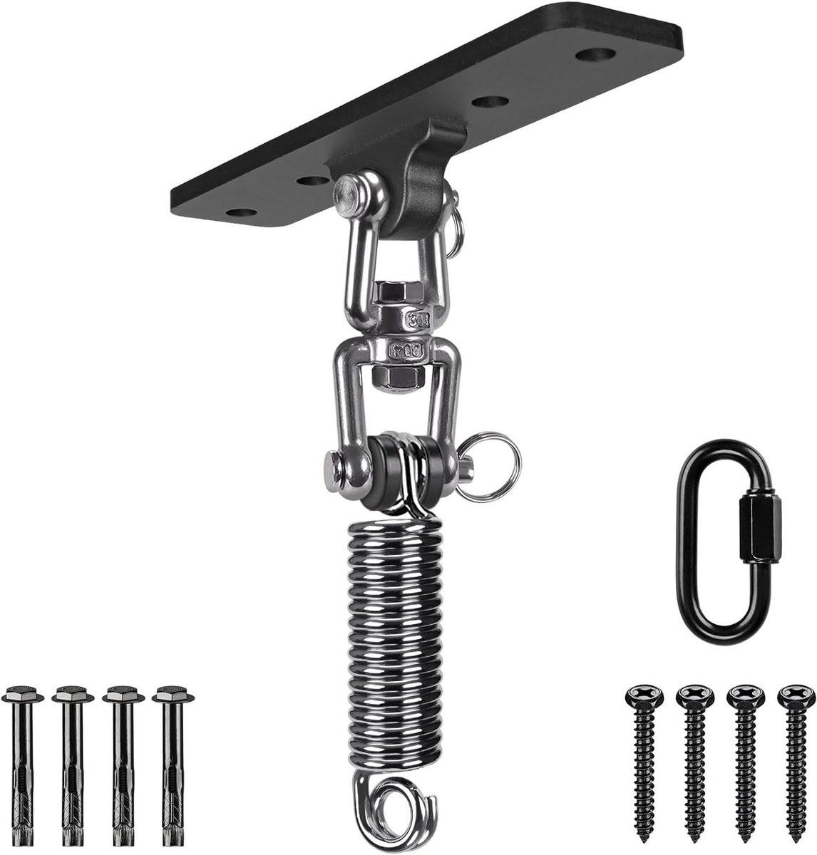 Hammock Swing Hanger Beugelset met Swivel M6 Carabiner voor Binnen en Buiten, Geschikt voor Yogastolen en Punching Bags tot 227 kg
