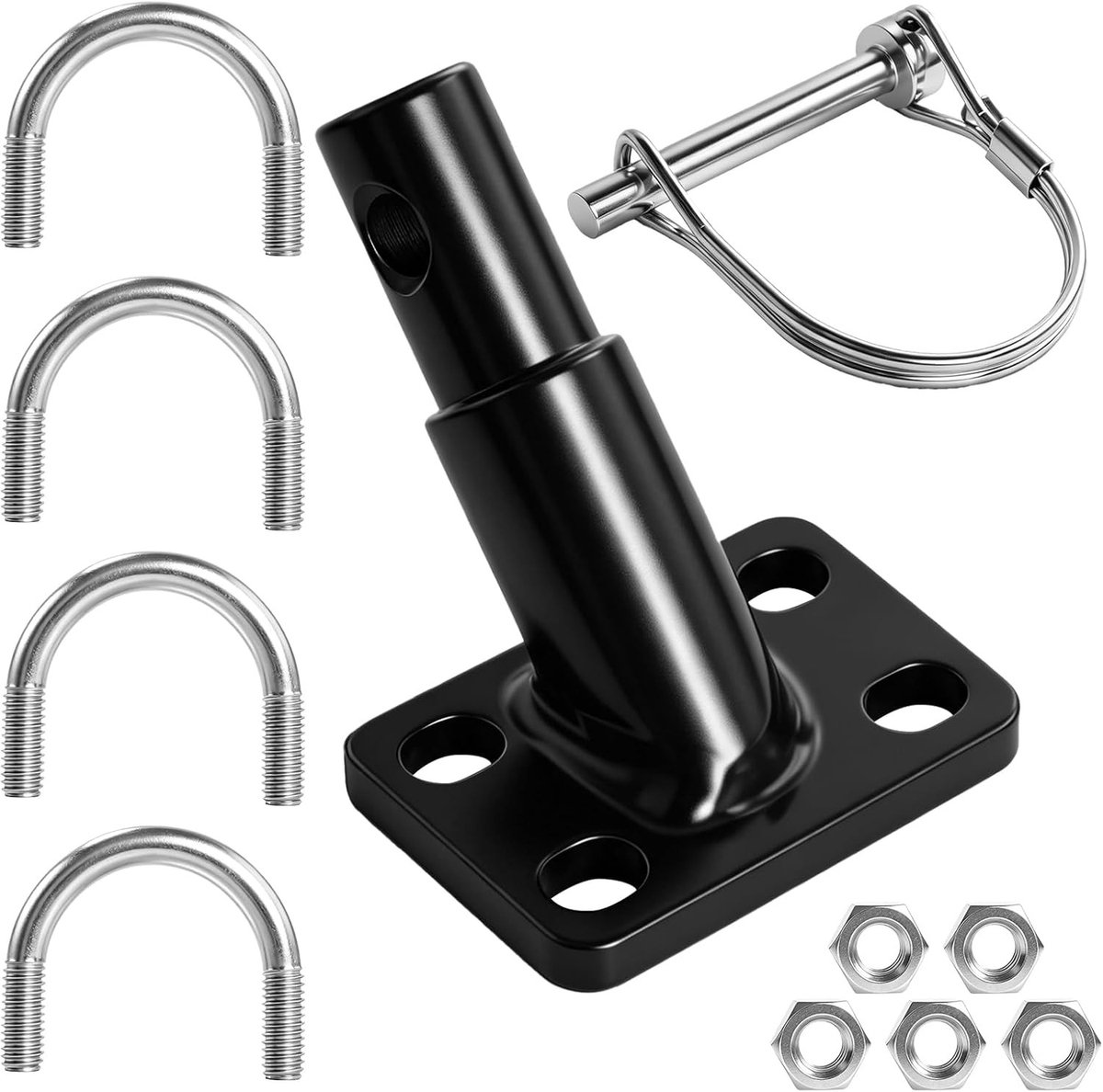 Fietskar koppeling 17 mm fietstrekhaak met borgpen adapter voor eenvoudige montage, ideaal voor fietstochten met kinderen en honden, snel en veilig te bevestigen
